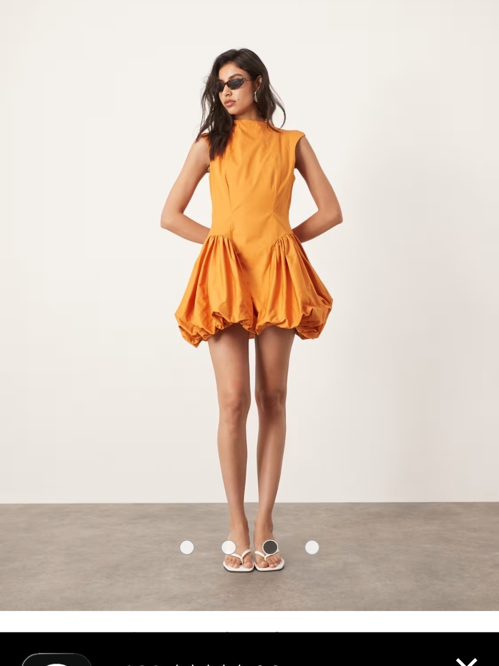 Women's Orange Balloon Hem Mini Dress - Picture 2 of 6